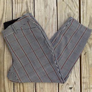 Express Publicist Ankle Mid Rise Dress Stretch Pants 10S Plaid Black White Orang